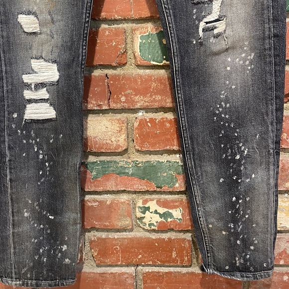 The Kooples distressed painted black slim fit  jeans NWT - Picture 3 of 9
